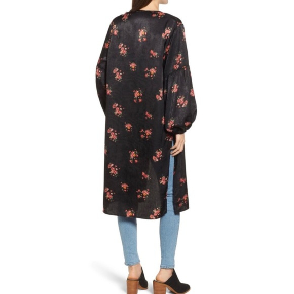 Lush Tie Front Floral Print Duster - Picture 2 of 6